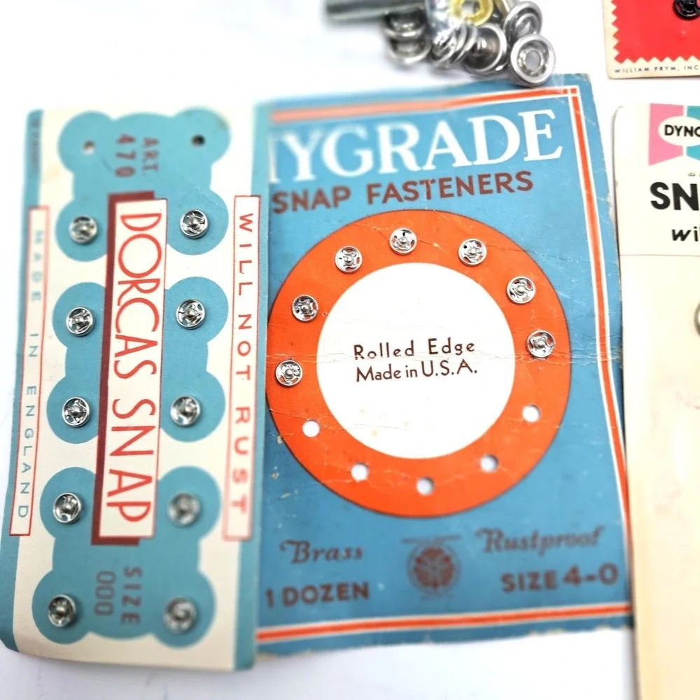Vintage Snap Fastener Lot Dritz Prym Hooks Eyes Snap Tape Sewing Notions 50s-70s